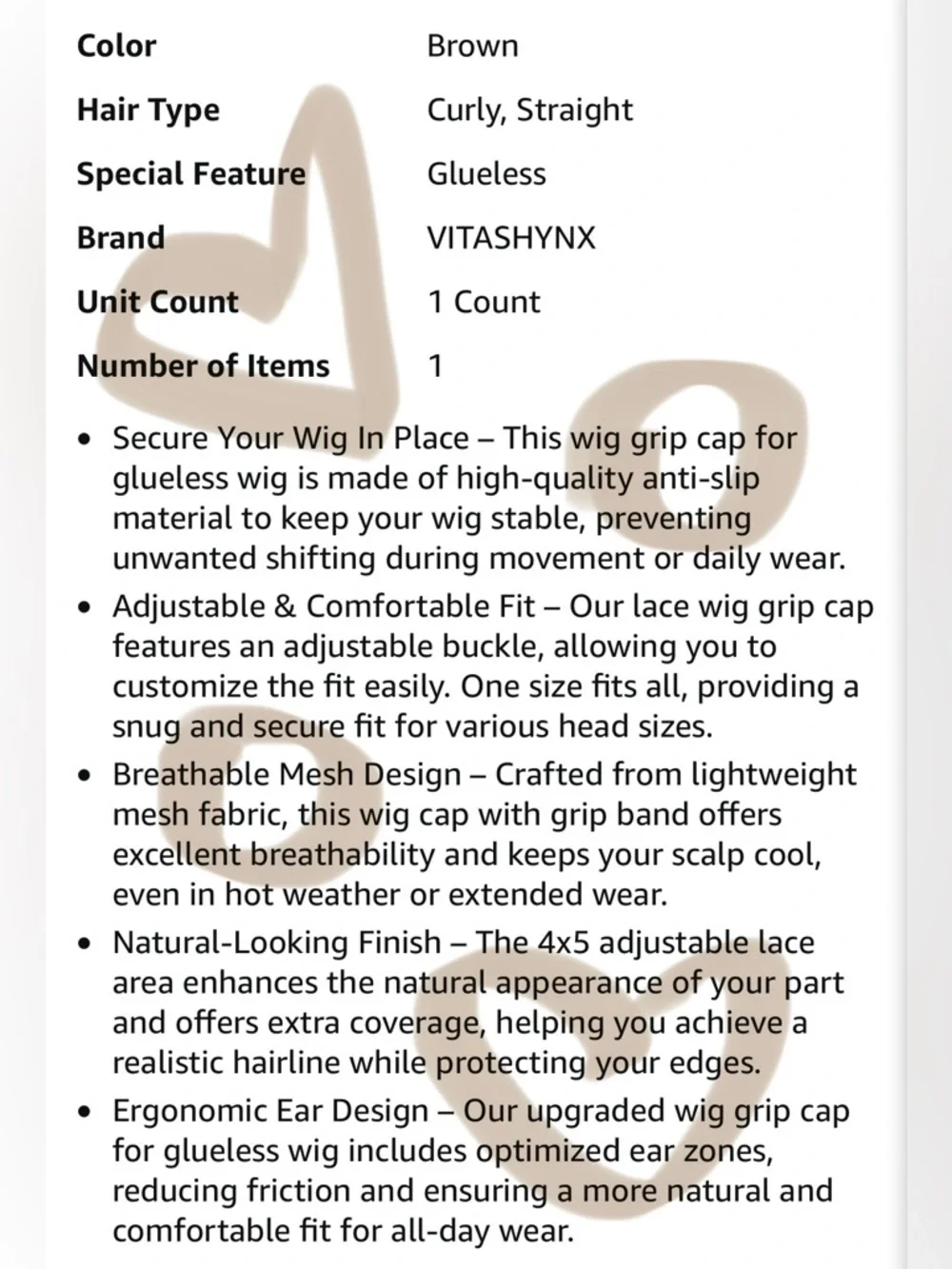 1 Pcs Wig Grip Cap for Glueless Wigs